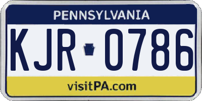 PA license plate KJR0786