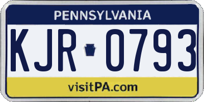 PA license plate KJR0793