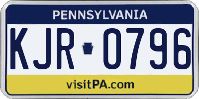 PA license plate KJR0796