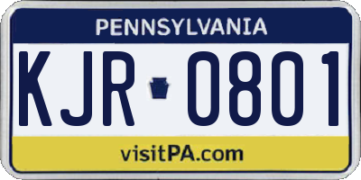 PA license plate KJR0801