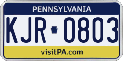 PA license plate KJR0803