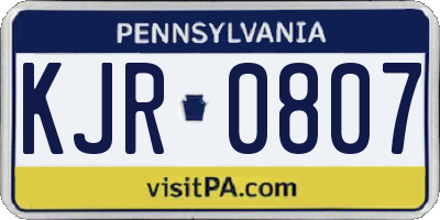 PA license plate KJR0807