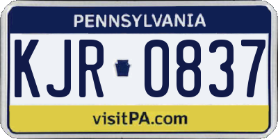 PA license plate KJR0837