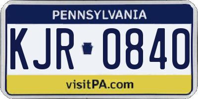 PA license plate KJR0840