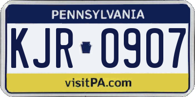PA license plate KJR0907