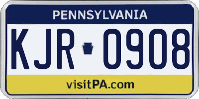 PA license plate KJR0908