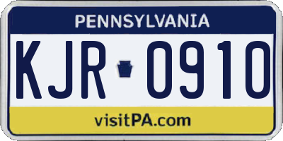 PA license plate KJR0910