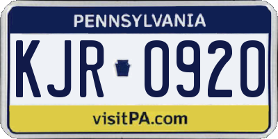 PA license plate KJR0920