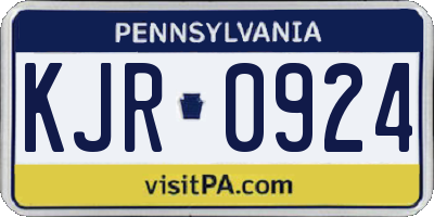 PA license plate KJR0924