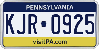 PA license plate KJR0925