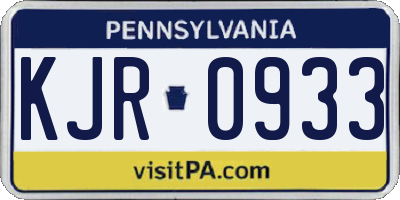 PA license plate KJR0933