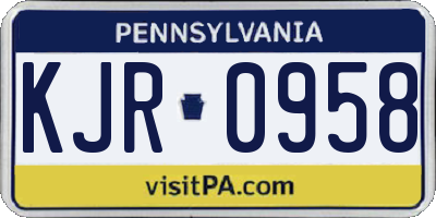 PA license plate KJR0958