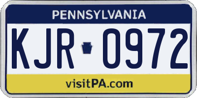 PA license plate KJR0972
