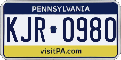 PA license plate KJR0980