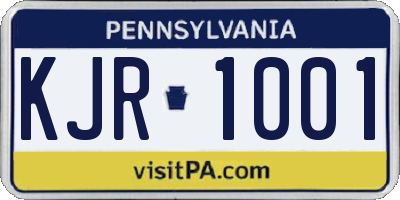 PA license plate KJR1001