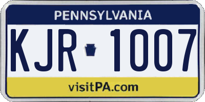 PA license plate KJR1007