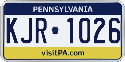 PA license plate KJR1026