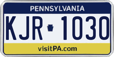 PA license plate KJR1030
