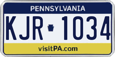 PA license plate KJR1034
