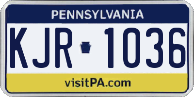 PA license plate KJR1036