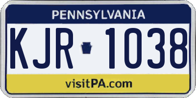 PA license plate KJR1038