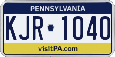 PA license plate KJR1040