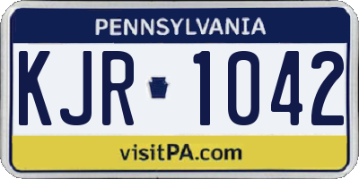 PA license plate KJR1042