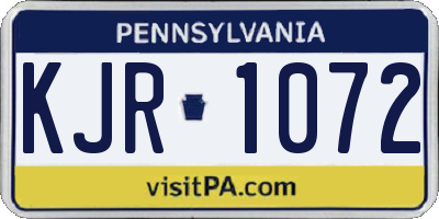 PA license plate KJR1072