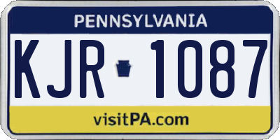 PA license plate KJR1087