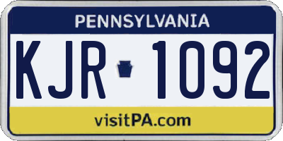 PA license plate KJR1092