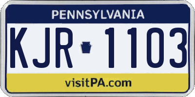 PA license plate KJR1103