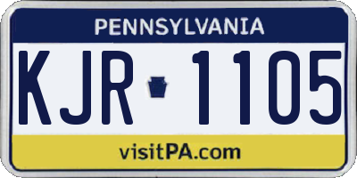 PA license plate KJR1105