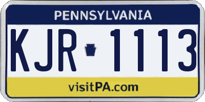 PA license plate KJR1113