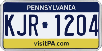 PA license plate KJR1204
