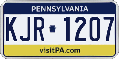 PA license plate KJR1207