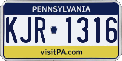 PA license plate KJR1316