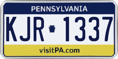 PA license plate KJR1337