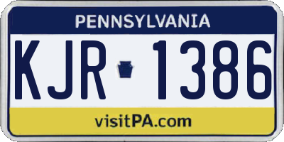 PA license plate KJR1386