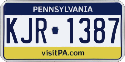 PA license plate KJR1387