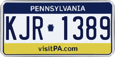 PA license plate KJR1389