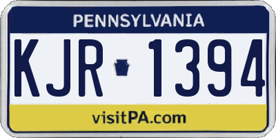 PA license plate KJR1394