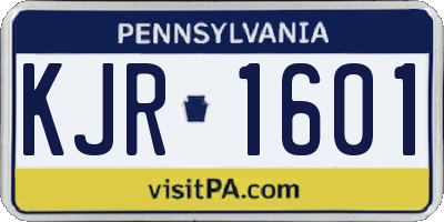 PA license plate KJR1601