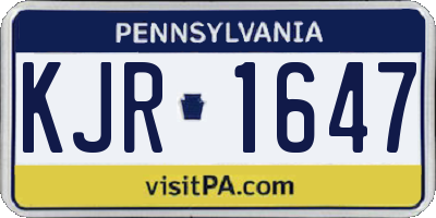 PA license plate KJR1647