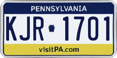 PA license plate KJR1701