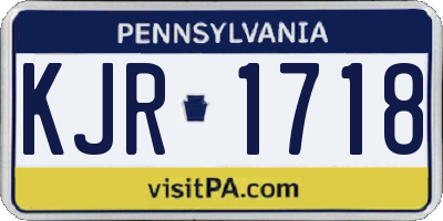PA license plate KJR1718