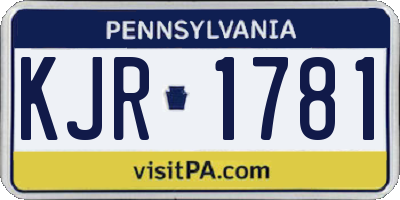 PA license plate KJR1781