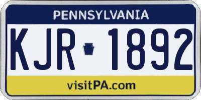 PA license plate KJR1892