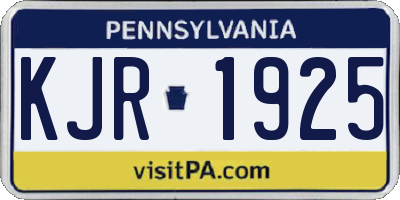 PA license plate KJR1925