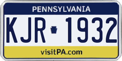 PA license plate KJR1932