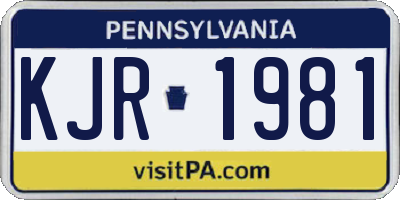 PA license plate KJR1981